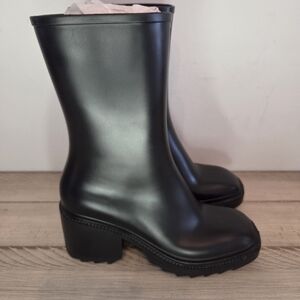 INC Womens Black Cushioned Everett Square Toe Block Heel Zip-Up Rain Boots 6 M